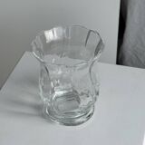 Small vintage glass vase in the shape of a stylized flower H15