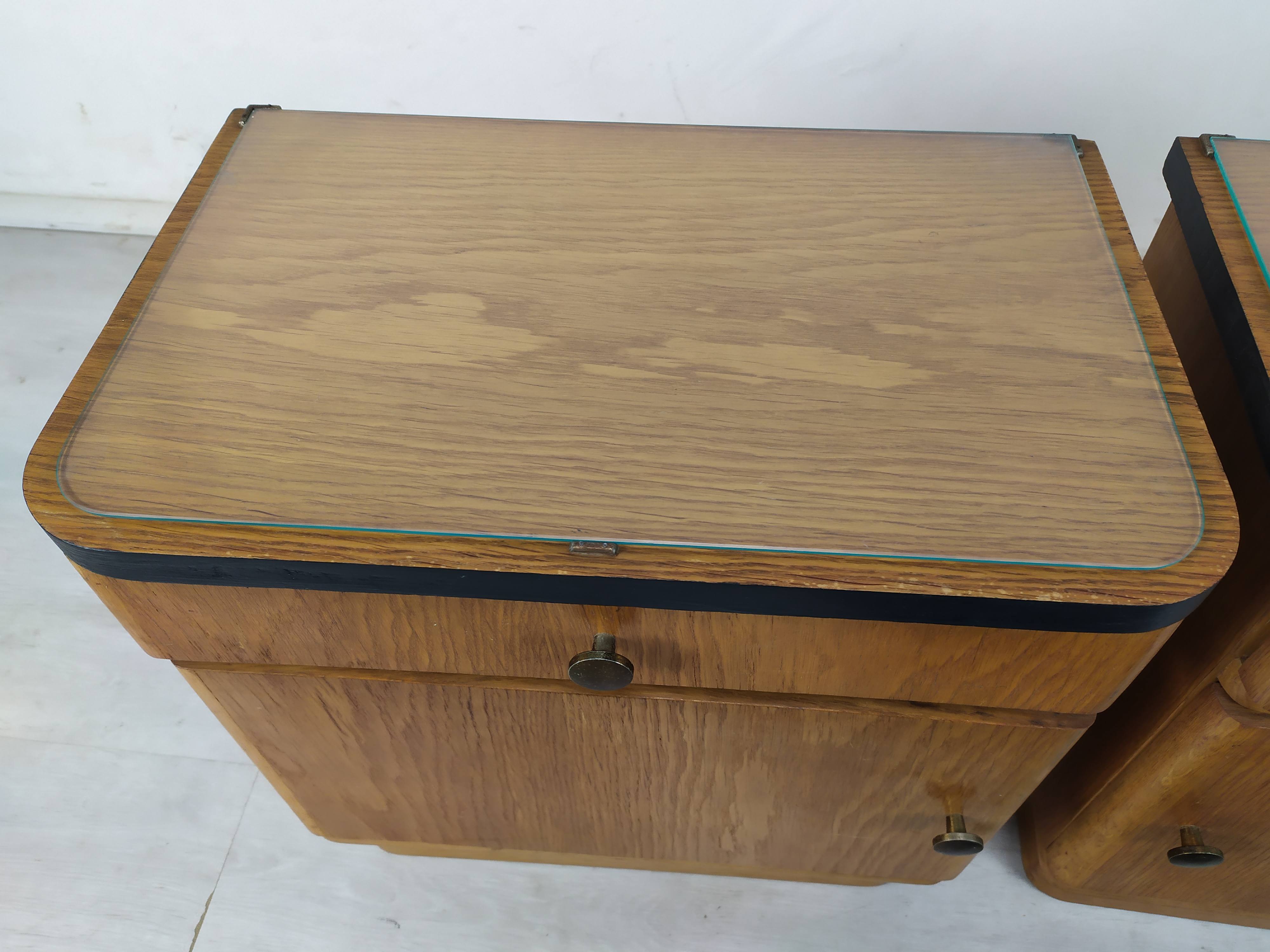 Pair of vintage oak bedside tables