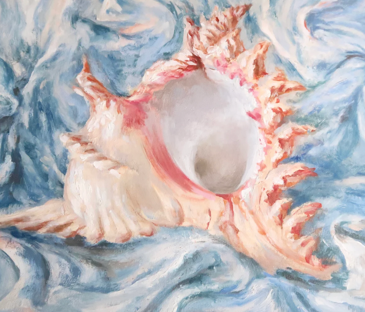 Painting still life with shell, 90s