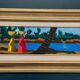 Original Swedish Oil on Panel – "Female Figures by a Stream", attributed to Lars Norrman – Signed – Vintage and Framed – 38 × 74 cm (15 × 29.1 inches)