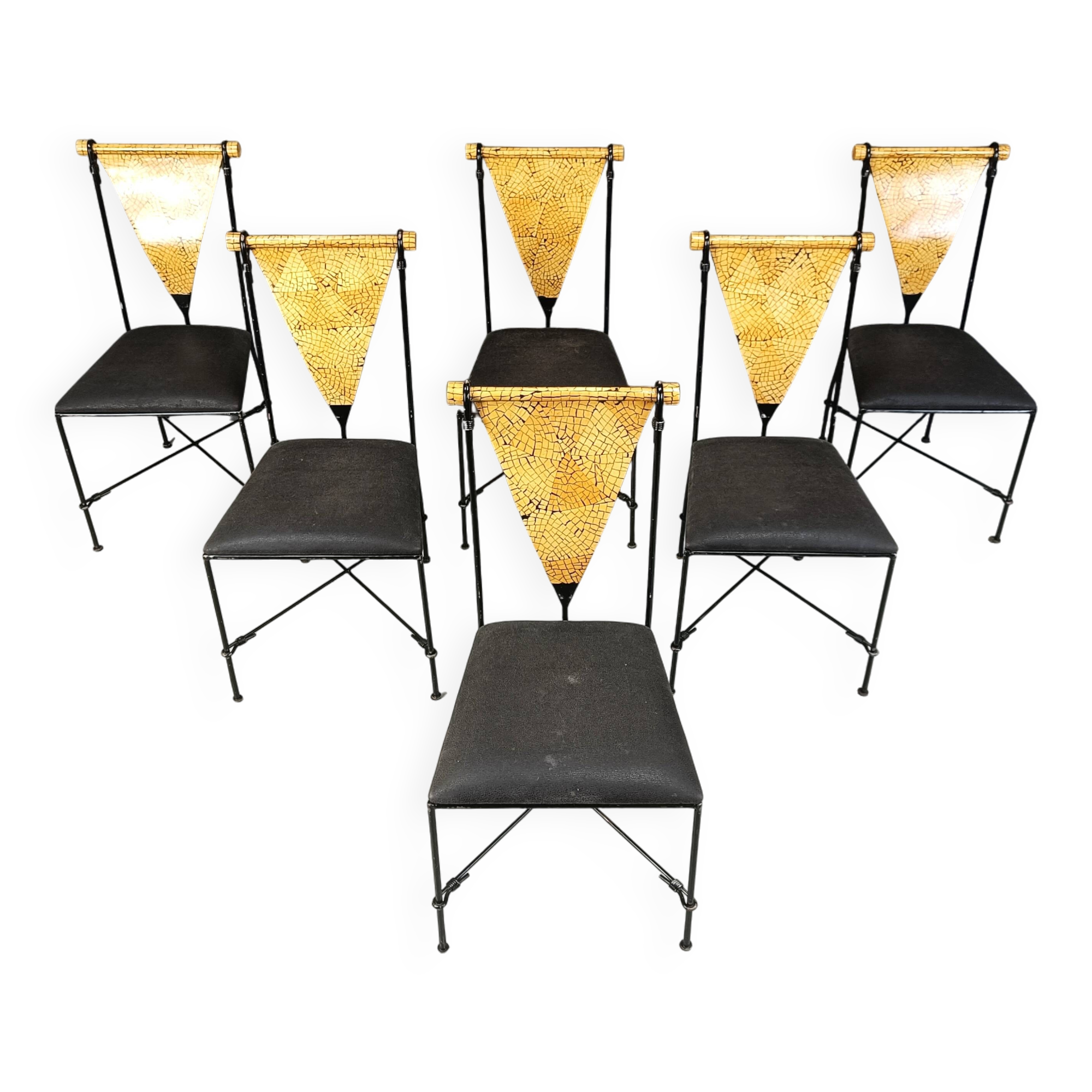 Set of 6 post modern dining chairs, 1970s