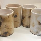 Four enameled ceramic cups Galerie Palissy in Vallauris