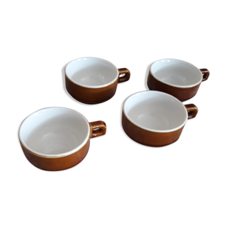 Old cups of coffee - brown ceramics typical of station buffets