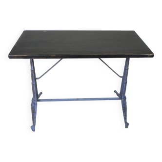 Art Deco Bistro table with cast iron frame and pine top, 1930s