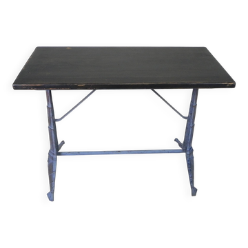 Art Deco Bistro table with cast iron frame and pine top, 1930s