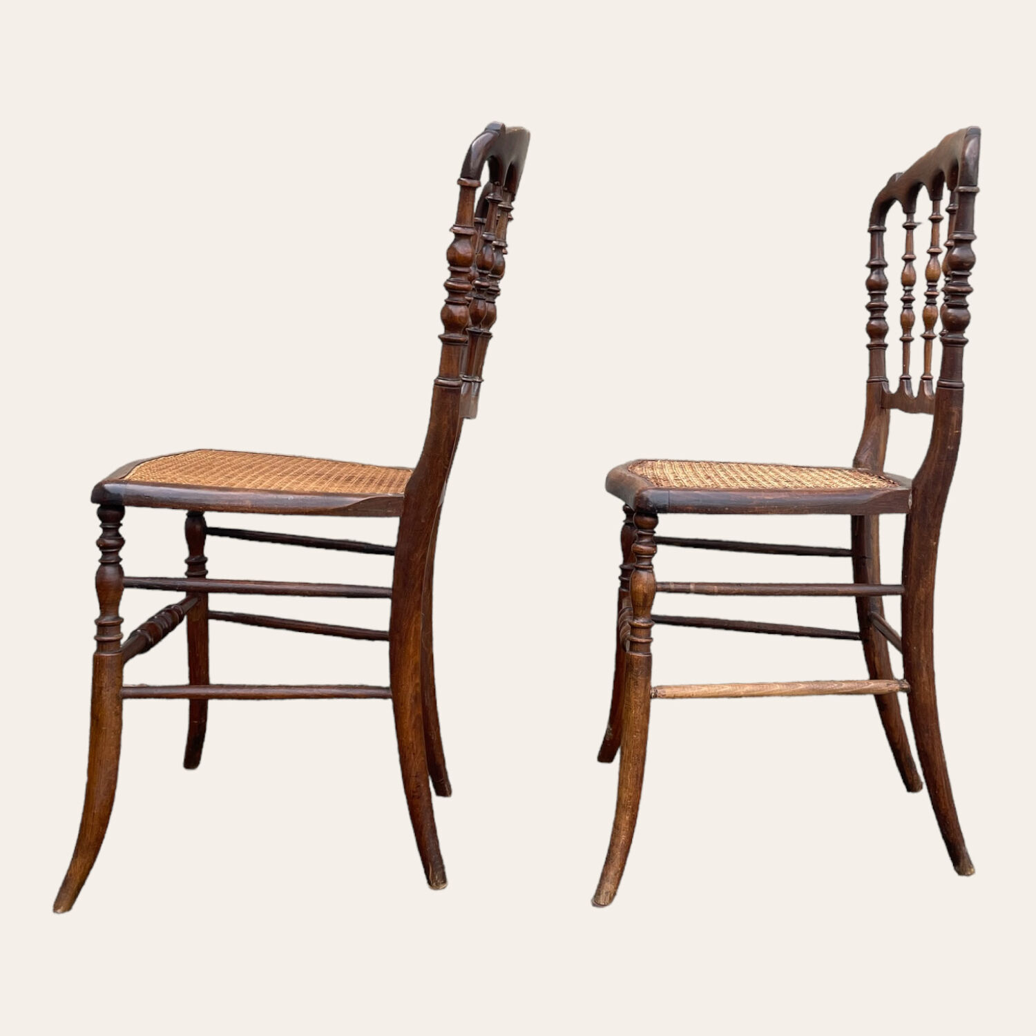 Set of 2 Chaviari Napoleon III cane chairs