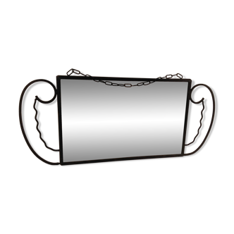 Vintage black metal mirror 34X28cm