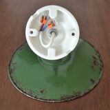 Articulated wall lamp in green enamel and white porcelain