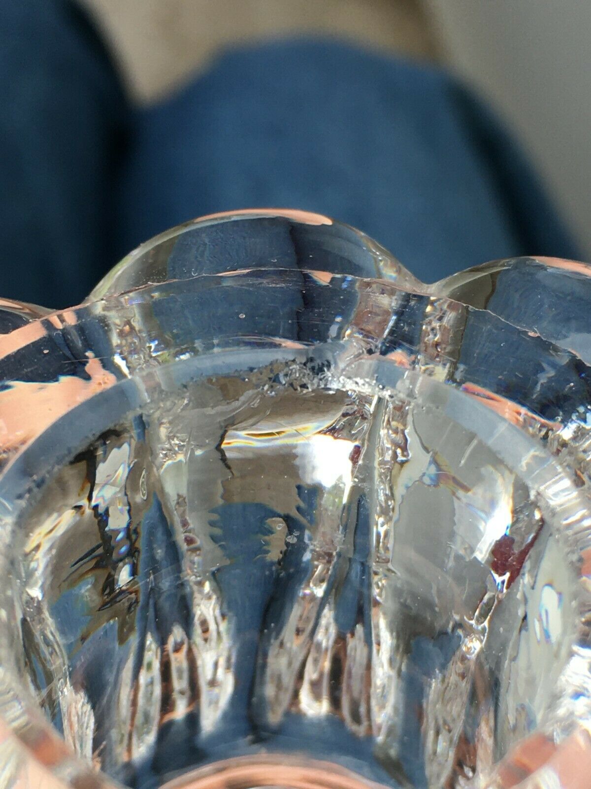 19th century moulded crystal candlestick