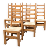 Set of six high back French dining chairs