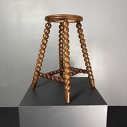 Midcentury brutalist wood turned stool in the style of Charles Dudouyt, 50s
