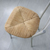 Chaise italienne vintage en paille et métal