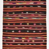 5x9 Wine Red Vintage Kilim Area Rug, 143x275Cm