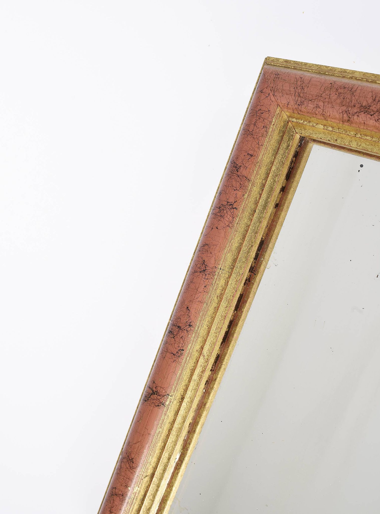 Old wooden mirror, gold, pink tint