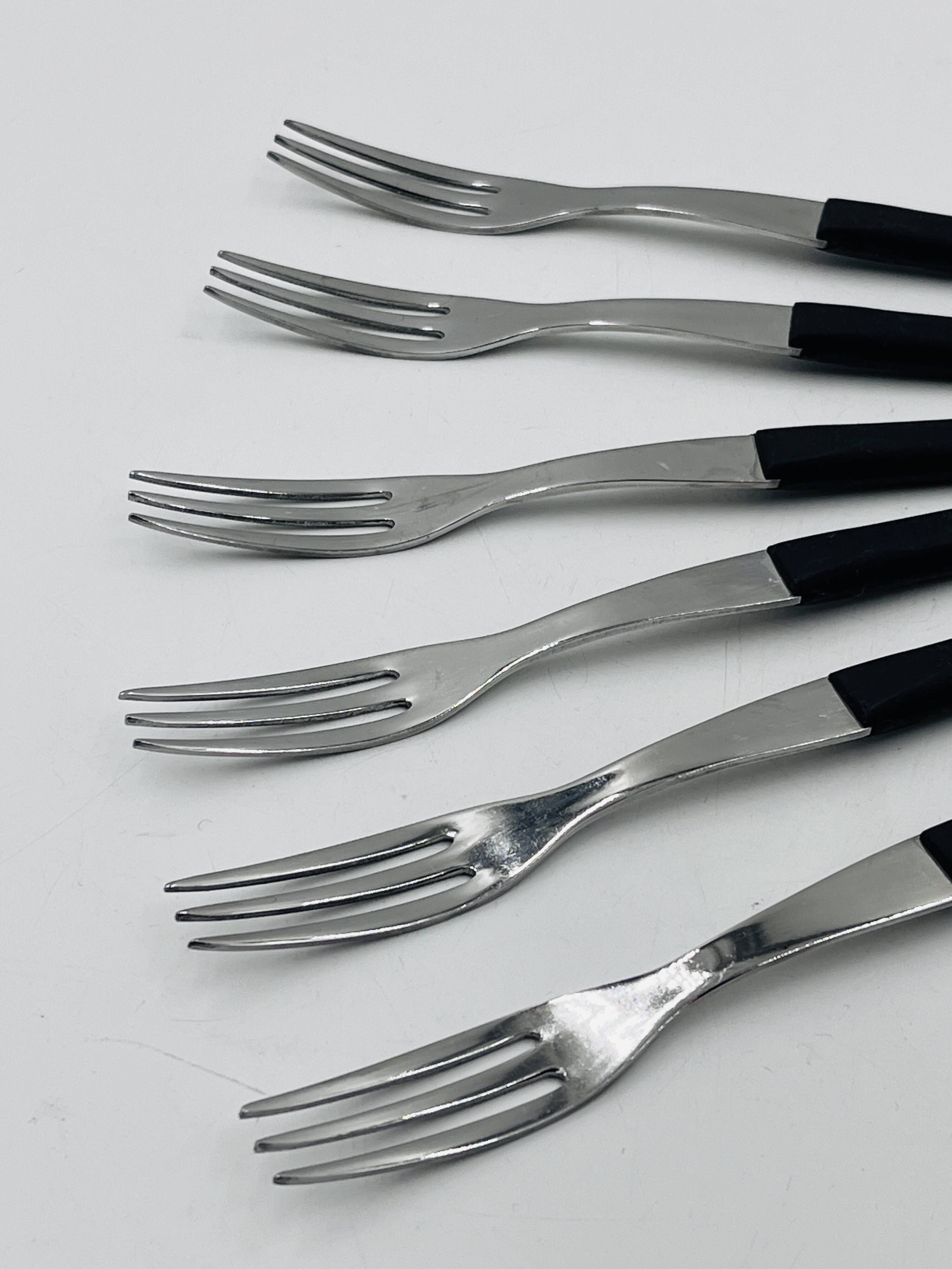 Set of 6 Savoyard fondue forks by Le Creuset with original box.