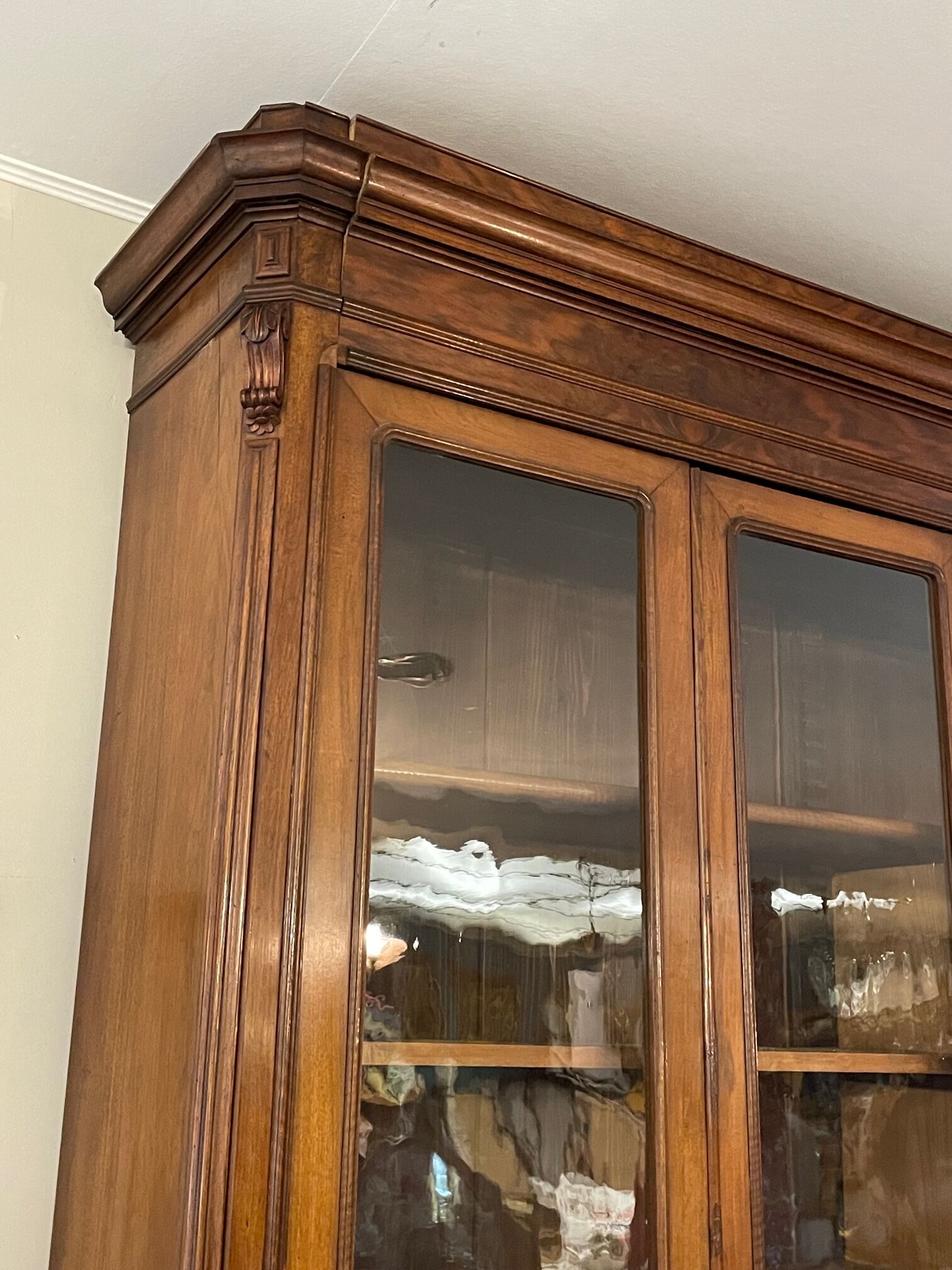 1900 walnut display case