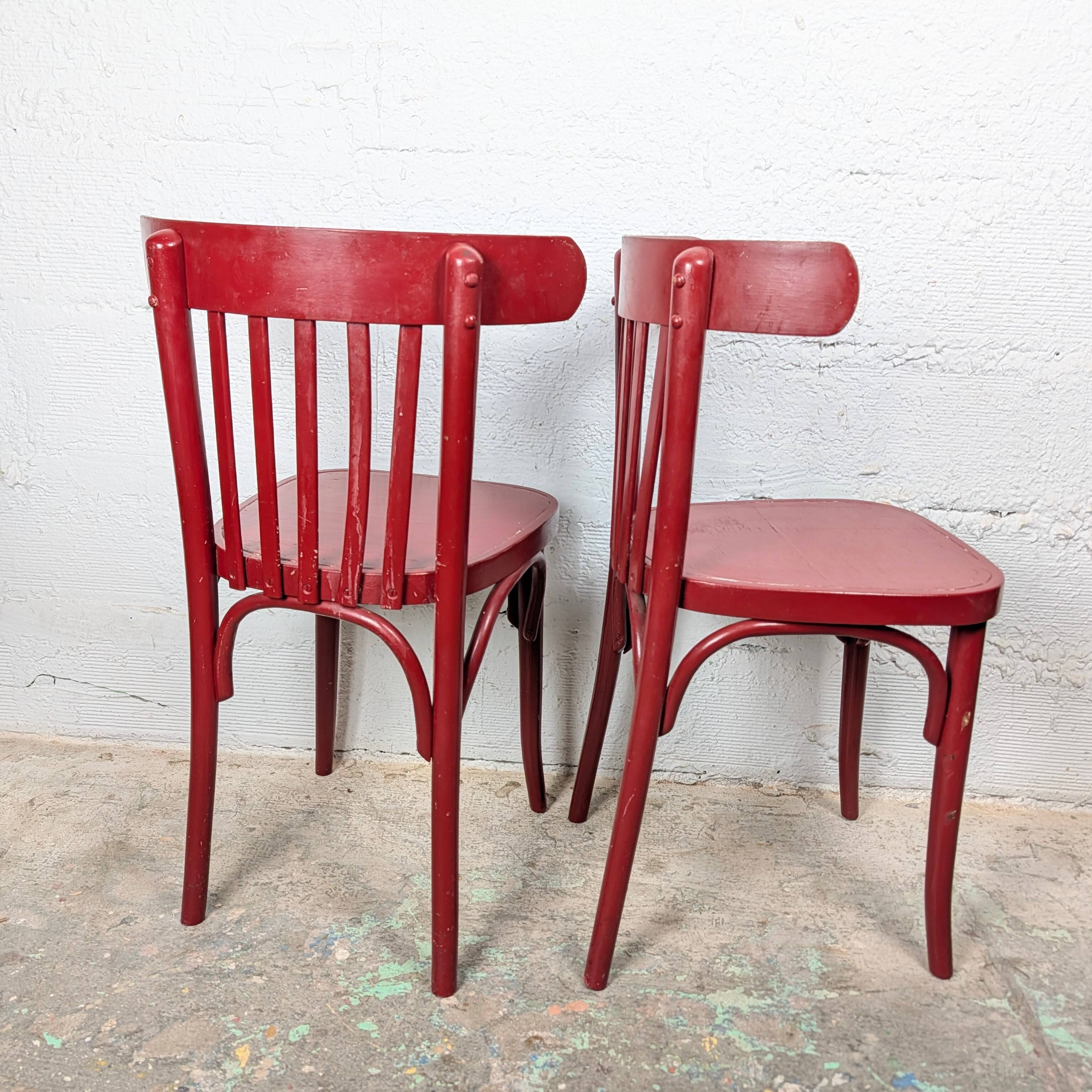 Pair of curved wooden bistro chairs