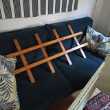 Vintage cot in wood and rattan