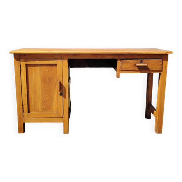 Atypical desk or vintage varnished wooden console