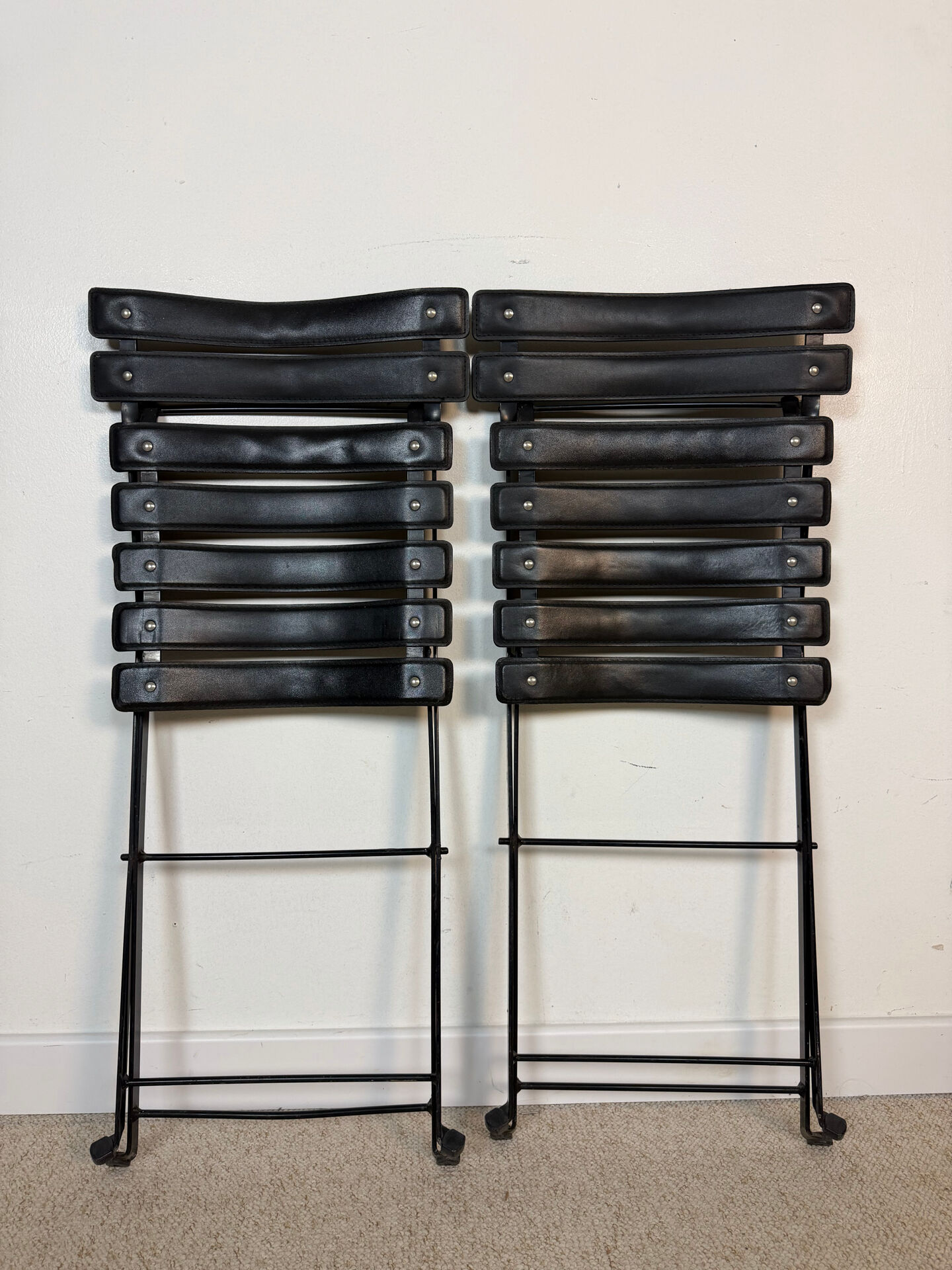 Pair of Celestina chairs by Marco Zanuso for Zanotta in black leather.