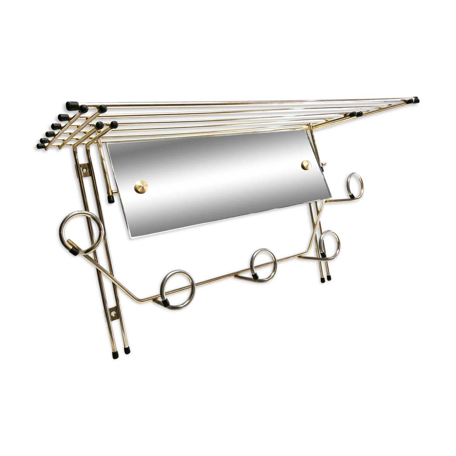 Galvano brass swivel mirror coat rack 1963