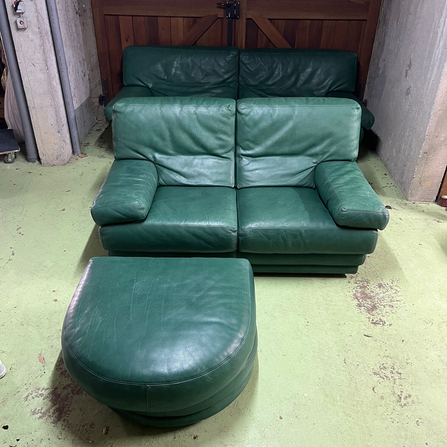 Roche Bobois living room green leather made in Italy