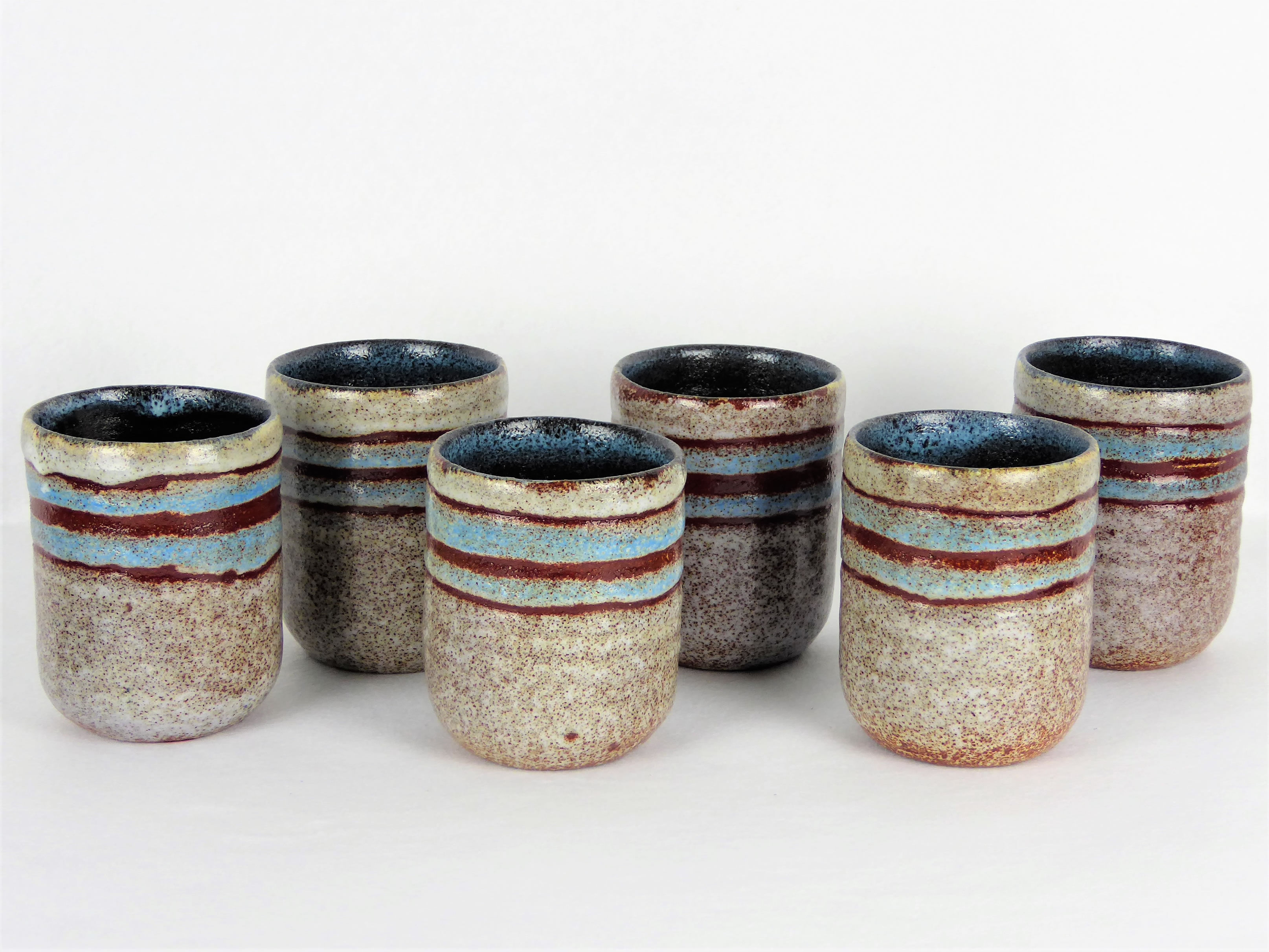 6 Accolay ceramic cups, 1950
