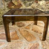 Table basse 1970 plexi translucide marron