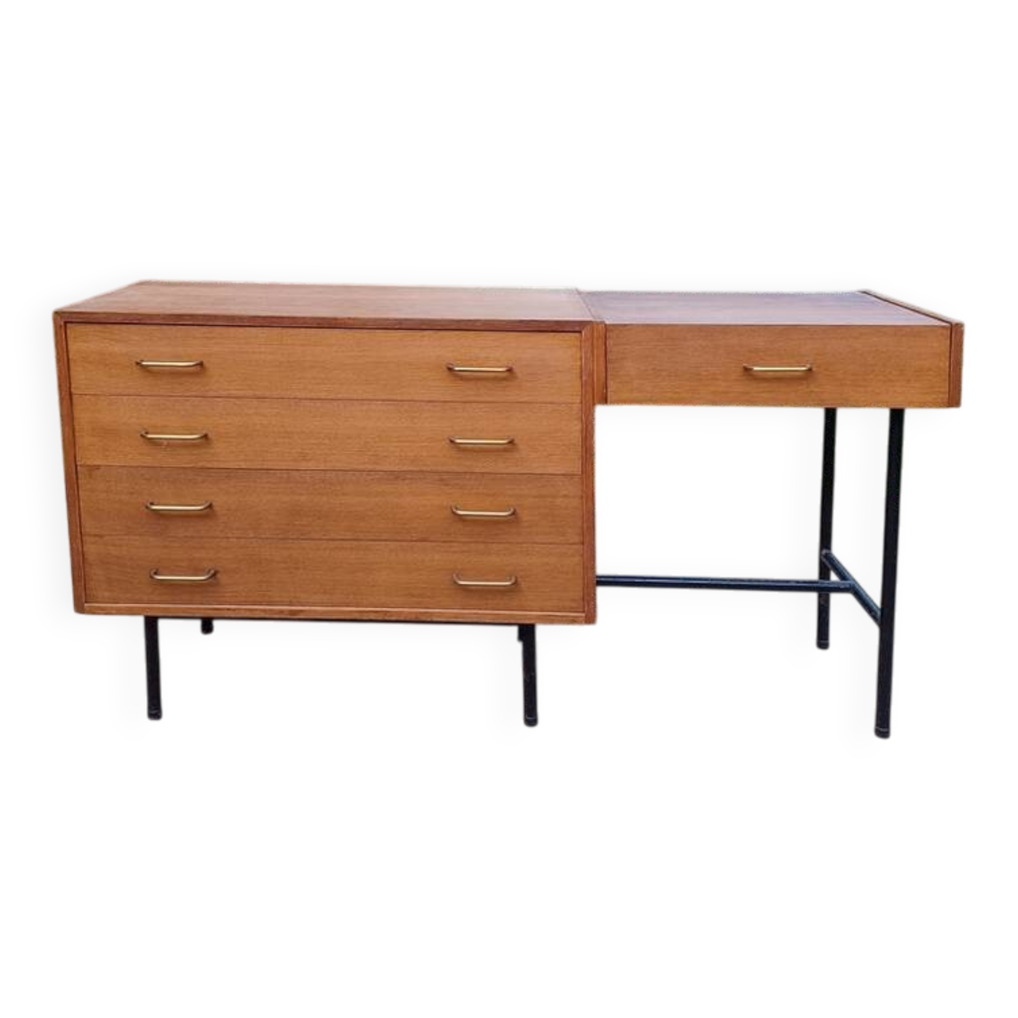 Vintage Scandinavian-style dressing table and chest of drawers by Claude Vassal, available at Magasins Pilotes.