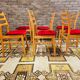 Set de 6 chaises tissu rouge 1960