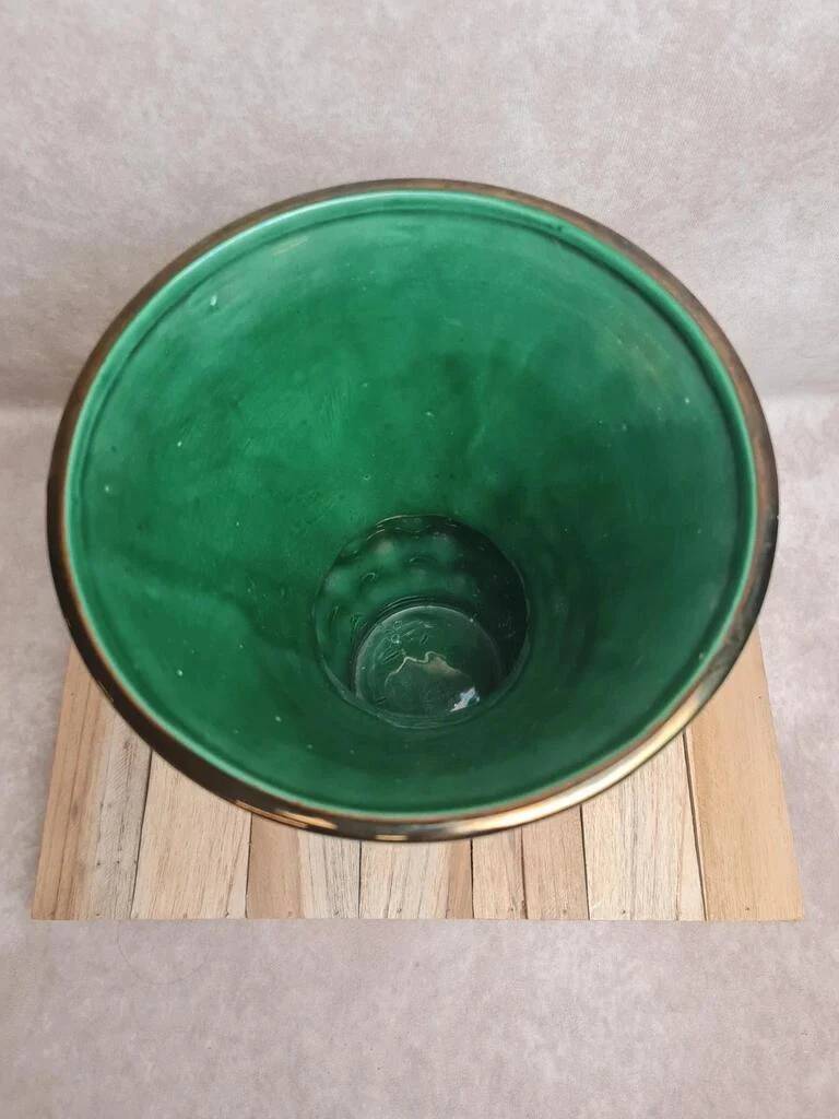 Large Saint-Clément vase model Ananas green – design by Blanche Letalle – vintage piece