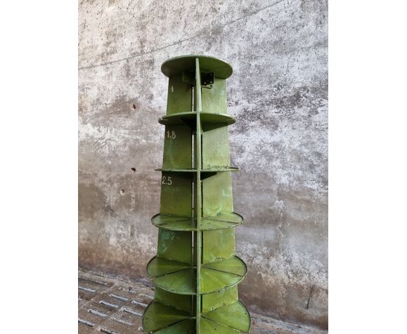 Industrial carousel cabinet moss green kitchen rack