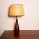 Danish keel-shaped table lamp in teak and ebony by Fog & Morup.