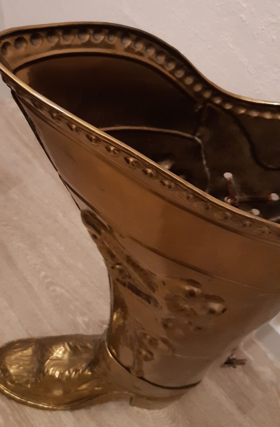 Brass boot umbrella stand