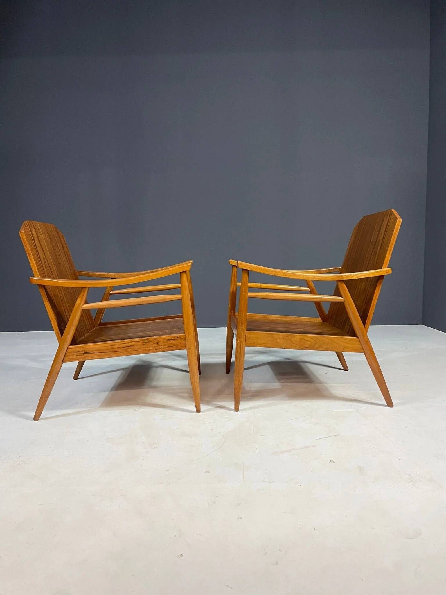Pair of lounge armchairs mid century modern upholstered 1960s Czechoslovaki