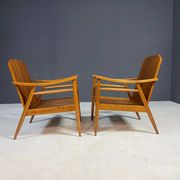Pair of lounge armchairs mid century modern upholstered 1960s Czechoslovaki