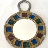 Vintage lead and talosel mirror by Iréna Jaworska 70s