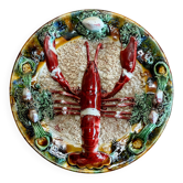 Vintage wall plate in ceramic majolica – Lobster decor in r