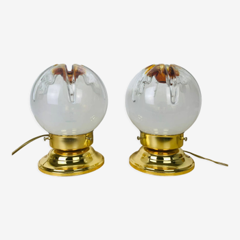 Pair of lamps Mazzega Murano Hollywood Regency gold