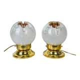 Pair of Mazzega Murano Hollywood Regency gold lamps