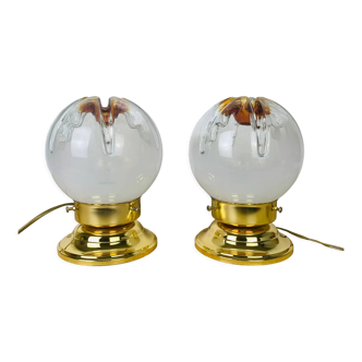 Pair of lamps Mazzega Murano Hollywood Regency gold