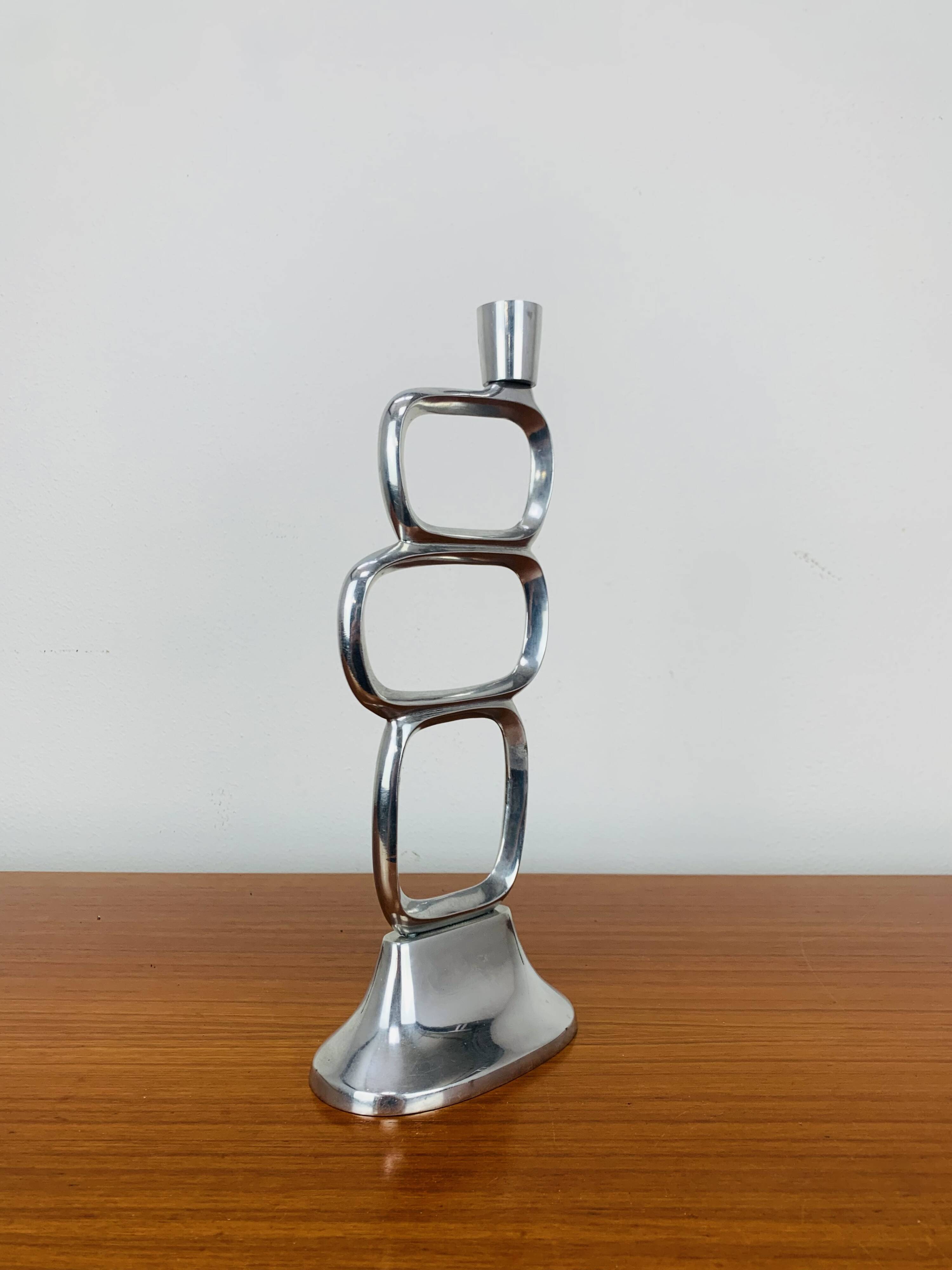 Matthew Hilton style aluminum circle candle holder, vintage design
