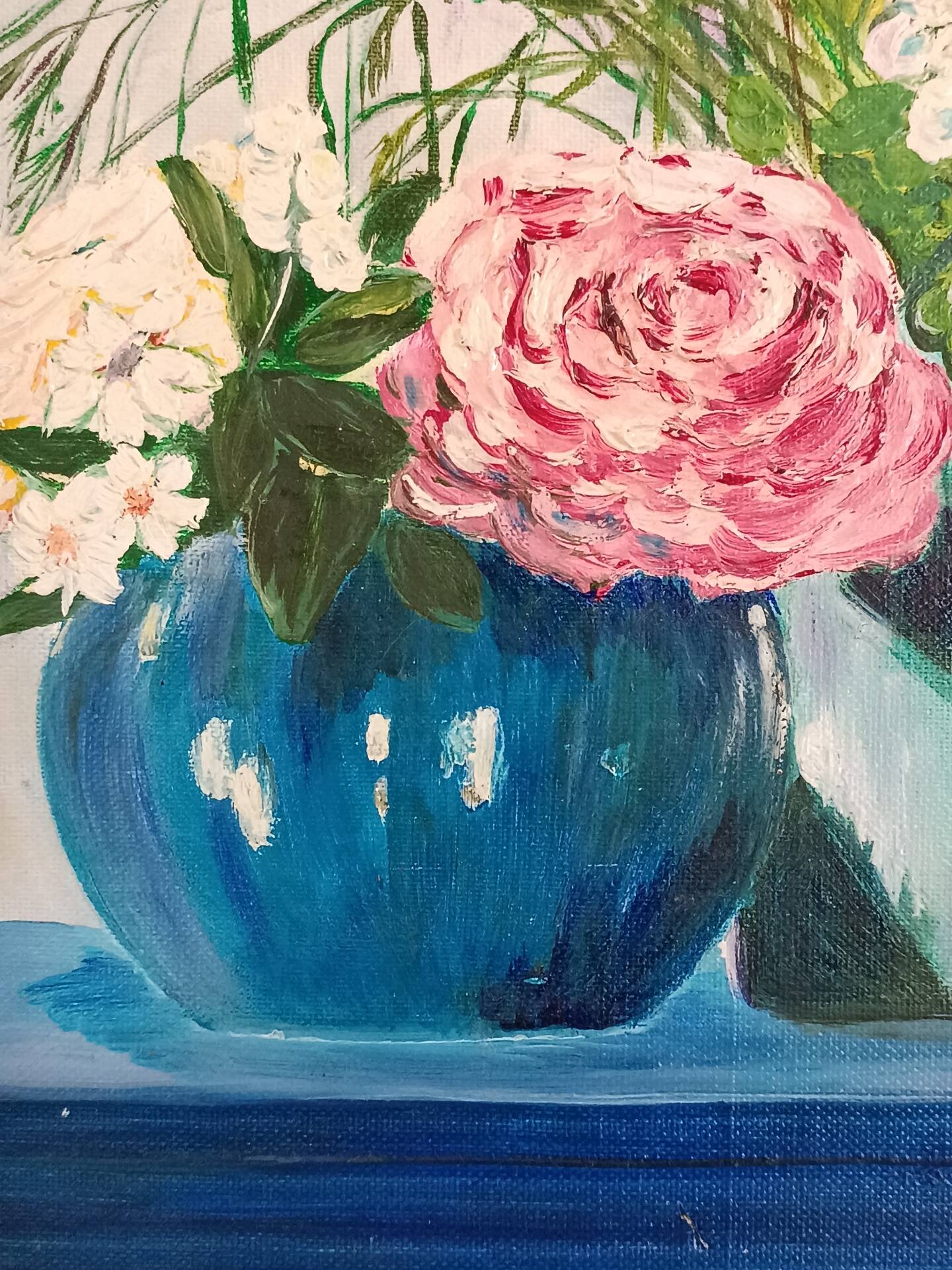 floral vintage signé GCH – bouquet de fleurs, 1993