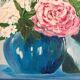 floral vintage signé GCH – bouquet de fleurs, 1993