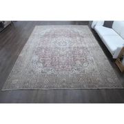 1960s Vintage Persian Handmade Wool Cotton Light Pink Area Rug 285x388