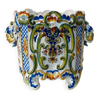 Cache pot en faïence de ROUEN époque XIXe