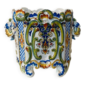 Earthenware cache pot from ROUEN, 19th century.