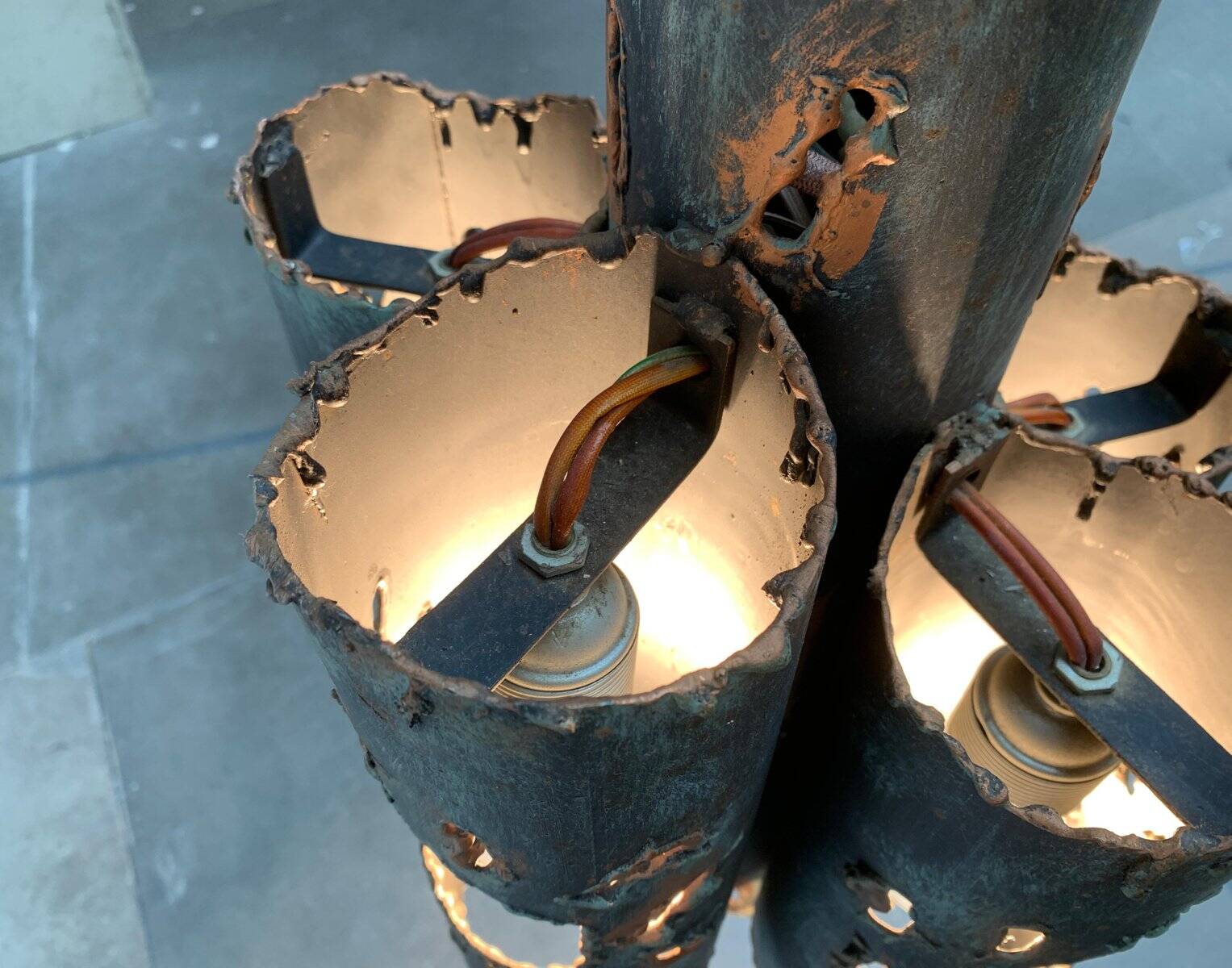 Brutalist Mid-Century Metal Pendant