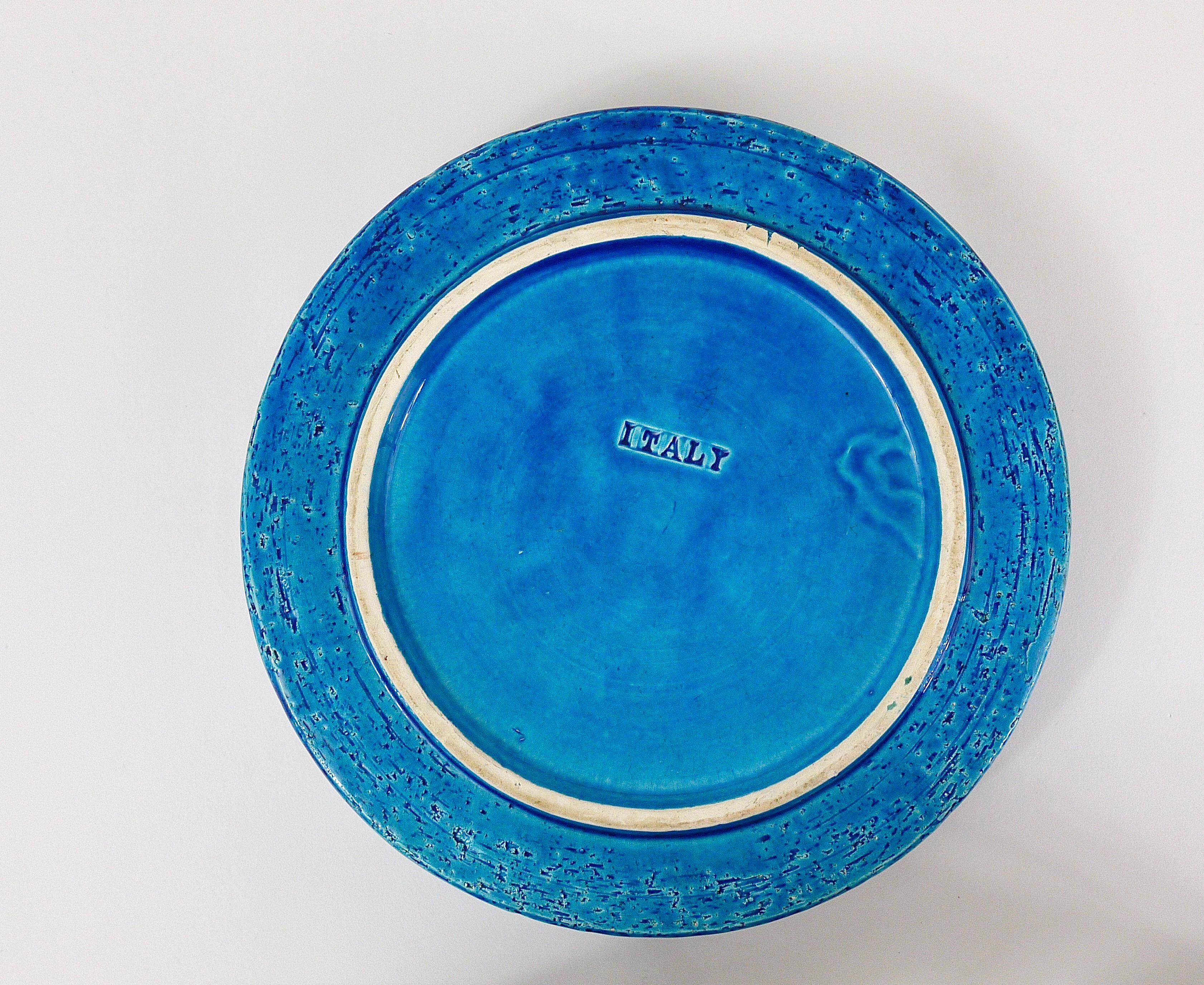 Aldo Londi Bitossi very large round ashtray Rimini blue enamel mid-century, 1950s