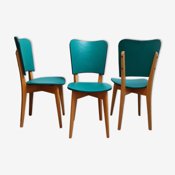 Set de 3 chaises vintage skaï